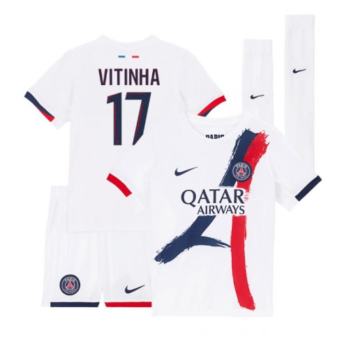 Dres Paris Saint-Germain Vitinha #17 Gostujuci za djecu 2024-25 Kratak Rukav (+ kratke hlače)